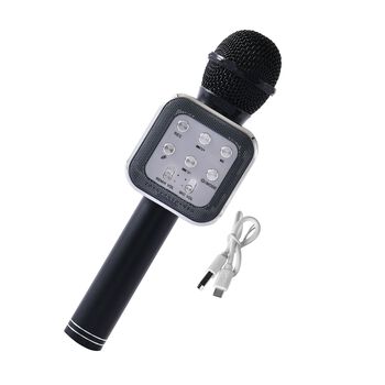 Multifunktions Karaoke Mikrofon und Bluetooth Lautsprecher mit sprachgesteuerten LED - Lichter und Sound - Echo, Schwarz