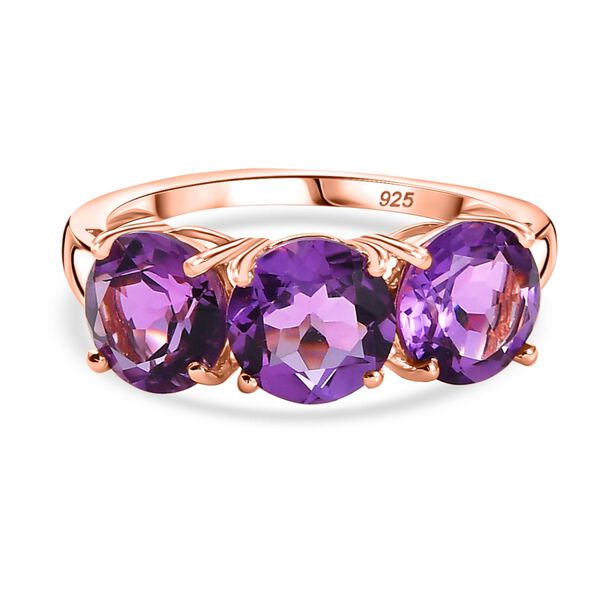 AA Rose De France Amethyst Ring 925 Silber ros&eacute;vergoldet (Gr&ouml;&szlig;e 20.00) ca. 3,96 ct
