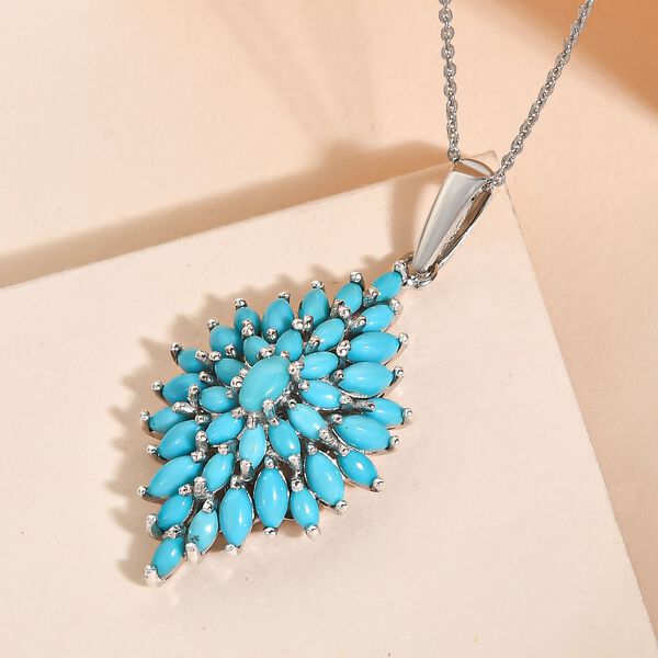 Amerikanischer, nat&uuml;rlicher Sleeping Beauty T&uuml;rkis-Anh&auml;nger mit Kette, 925 Silber platiniert ca. 3.61 ct image number 3