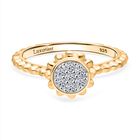 LUXURIANT DIAMOND - Lab Grown Diamant SI-GH Ring, 925 Silber 750 Gelbgold Vermeil (Größe 17.00) ca. 0.15 ct