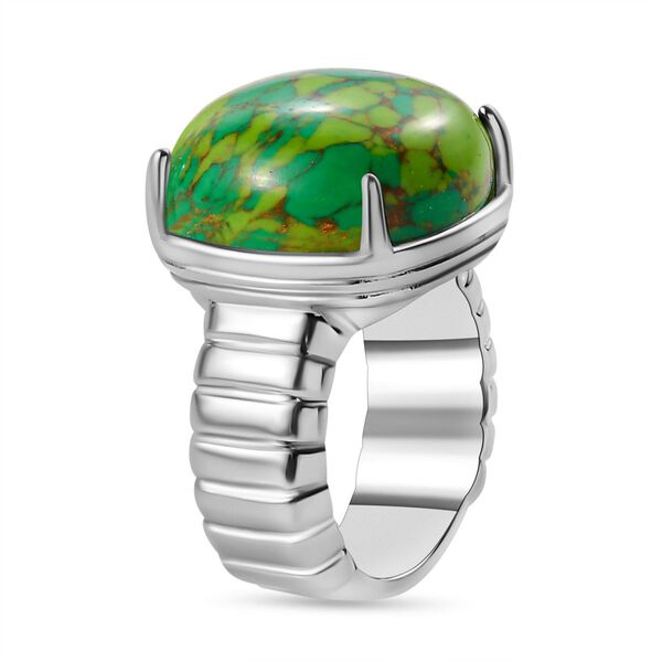 Grünes Türkis Ring, Edelstahl (Größe 17.00) ca. 12.43 ct image number 5