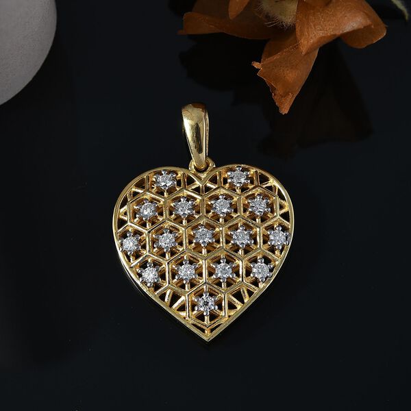 Moissanit Anhänger 925 Silber 750 Gelbgold Vermeil ca. 0.48 ct image number 3