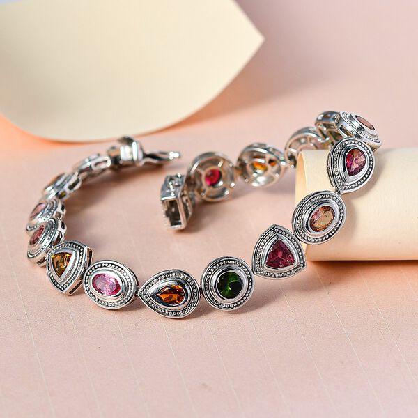 Mehrfach-Turmalin Armband ca. 20 cm 925 Silber platiniert ca. 7,93 ct image number 2