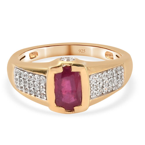 Afrikanischer Rubin und Zirkon Ring 925 Silber vergoldet  ca. 1,65 ct image number 0