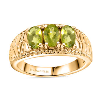 Peridot Ring 316L Edelstahl vergoldet (Gr&ouml;&szlig;e 18.00) ca. 1.52 ct