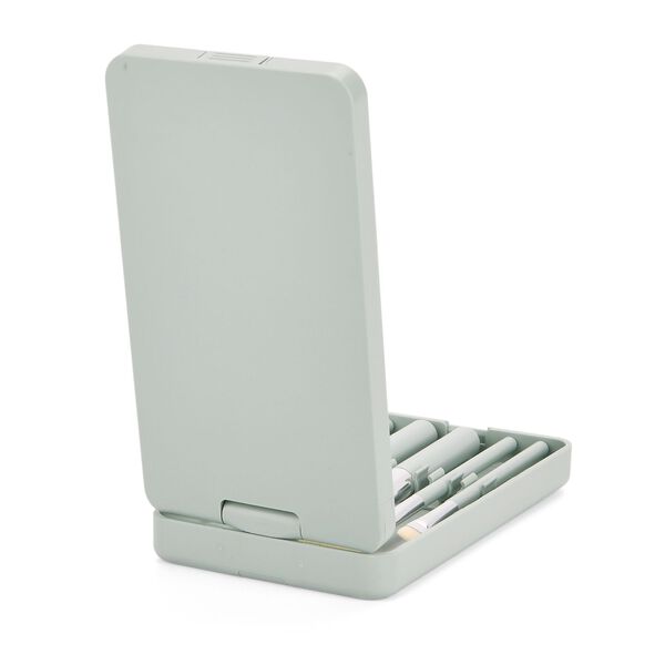 5-teiliges Reise-Makeup-Pinselset mit Spiegel, 16x8,9x2,6cm, gr&uuml;n image number 3