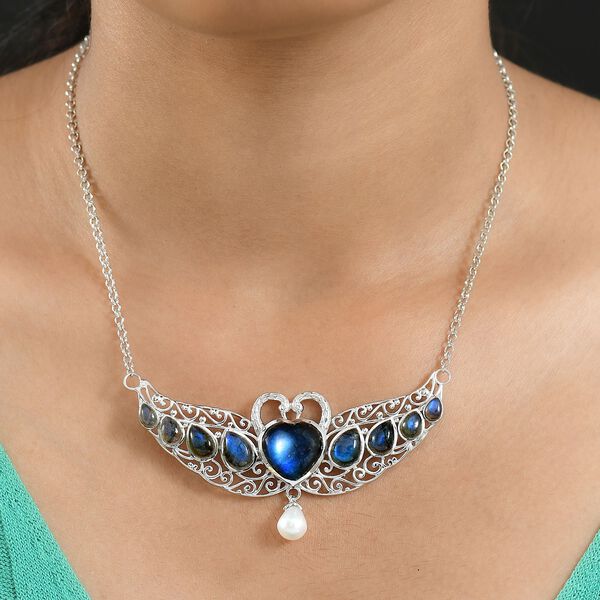 D'Joy AAA Labradorit und Süßwasserperle 45cm Halskette image number 3