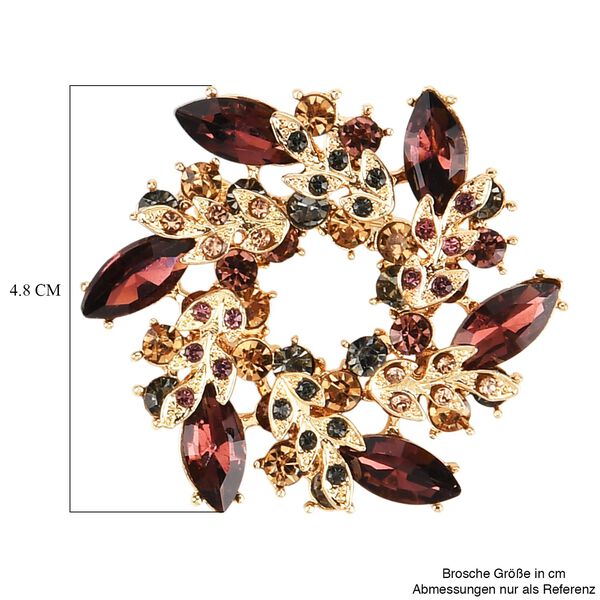 Mehrfarbiger Kristall Brosche  Gelb image number 6