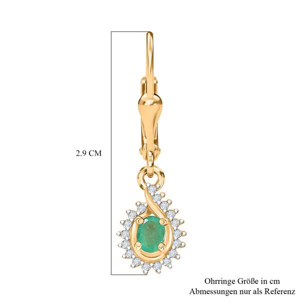 Eternal Spark - D joy Kagem Sambischer Smaragd, Weißer Zirkon Ohrringe 925 Silber 750 Gelb Vergoldet ca. 0,53 ct. image number 6