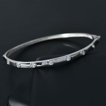 J Francis gefertigt mit SWAROVSKI- Swarovski Zirkonia 19cm Armreif, 925 Silber rhodiniert