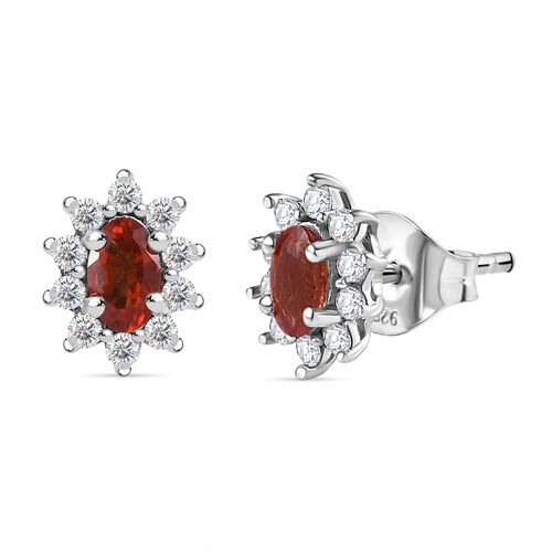 Orange Saphir, Weißer Zirkon Ohrringe 925 Silber platiniert ca. 1.01 ct image number 0