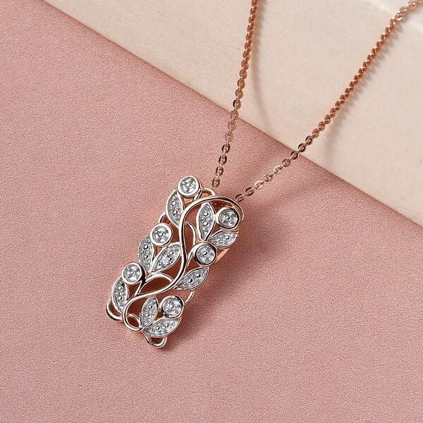 ALLORO rosévergoldeter Silber-Anhänger mit Diamantakzenten und 50cm Kette image number 3