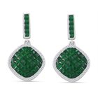 Grüner Nanokristall, Weißer Zirkonia Ohrringe 925 Silber rhodiniert