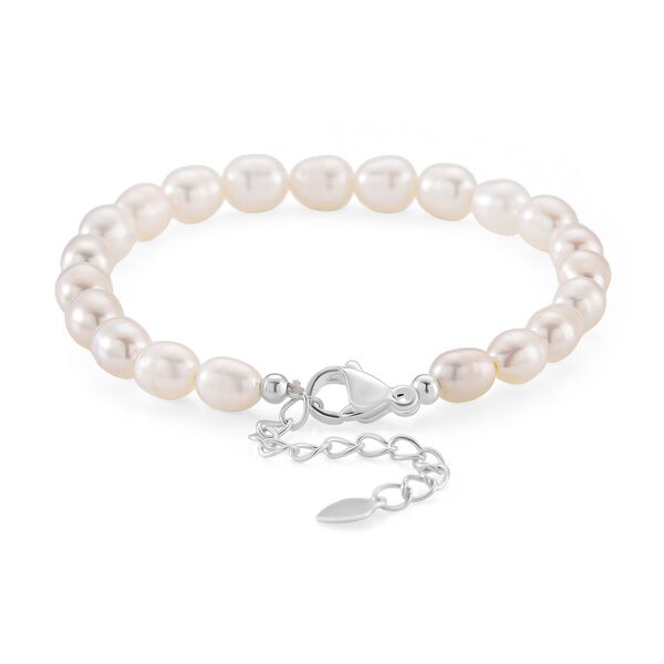 Wei&szlig;es S&uuml;&szlig;wasser Perle Armband in Silberton image number 4