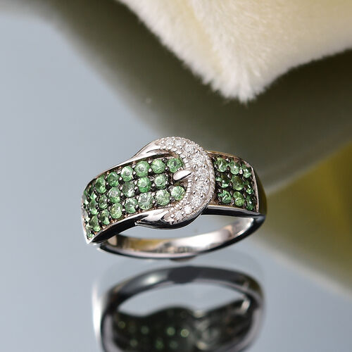 Tsavorite Granat, Moissanit Ring 925 Silber rhodiniert (Größe 17.00) ca. 0,92 ct image number 1