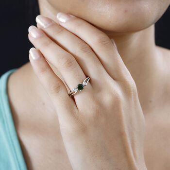 Nat&uuml;rlicher Chromdiopsid und Zirkon-Ring - 0,69 ct.