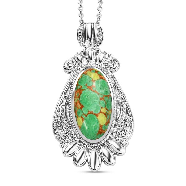 Grüner Türkis Anhänger mit 50cm Kette - 25 ct. image number 0