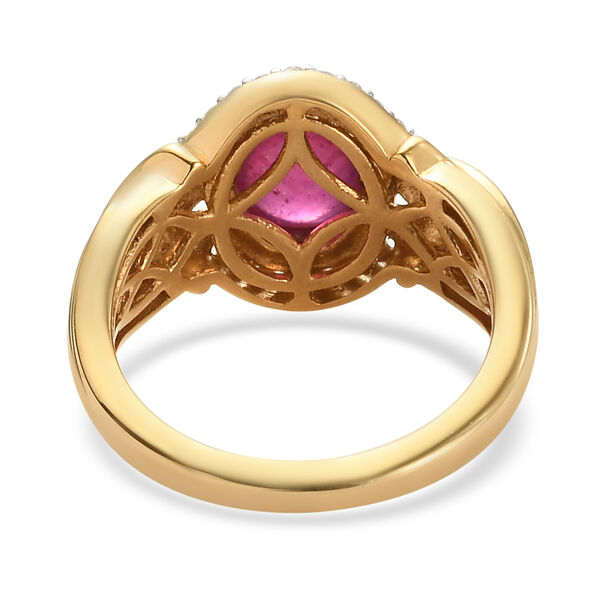 Afrikanischer Rubin (Fissure gef&uuml;llt) und Zirkon Ring 925 Silber vergoldet image number 5