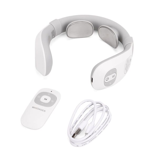 EMS Nackenmassageger&auml;t, 6 Modi, 15 Intensit&auml;ten, W&auml;rmfunktion und 1200 mAh Akku, 17,5x16x5,5cm, Wei&szlig; image number 9