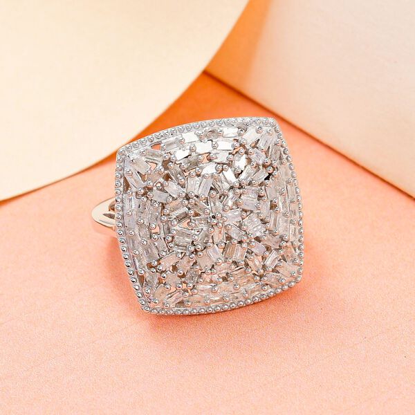 Weißer Diamant-Ring, 925 Silber platiniert (Größe 17.00) ca. 1.00 ct image number 2