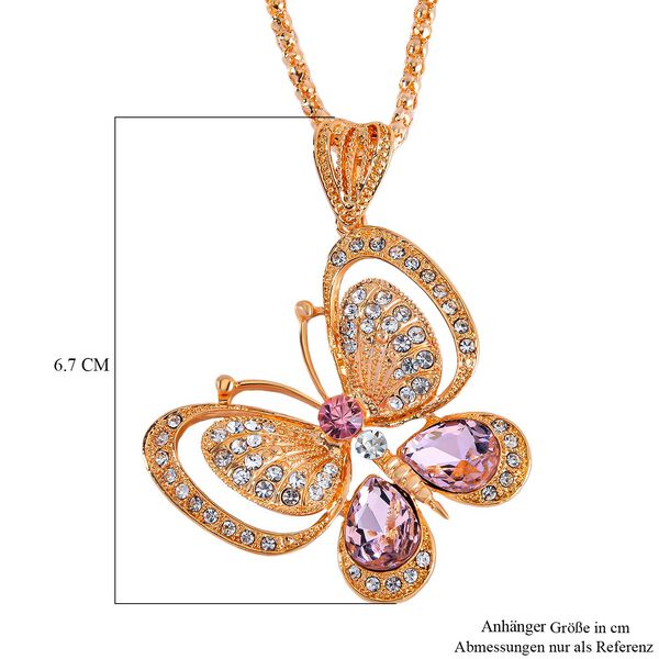 Rosa Kristall, Wei&szlig;er Kristall Halskette ca. 70 cm  Std Gelb image number 7