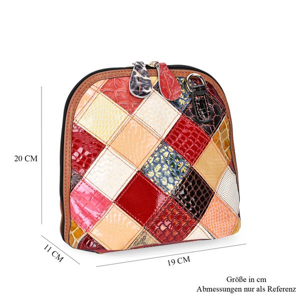 Chaos by Elsie- Echtleder Umhängetasche mit RFID-Schutz und Kroko-Prägung, Rautenmuster, 19x11x20cm image number 6