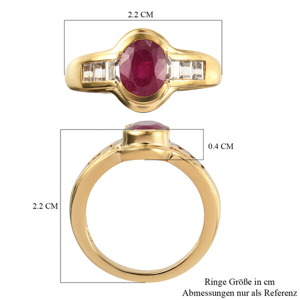 Afrikanischer Rubin (Fissure gef&uuml;llt) und Zirkon Ring 925 Silber vergoldet image number 7