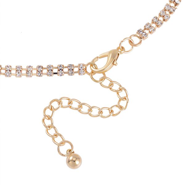 2er Set Weißer Kristall Halskette und Ohrhänger, goldfarben image number 4