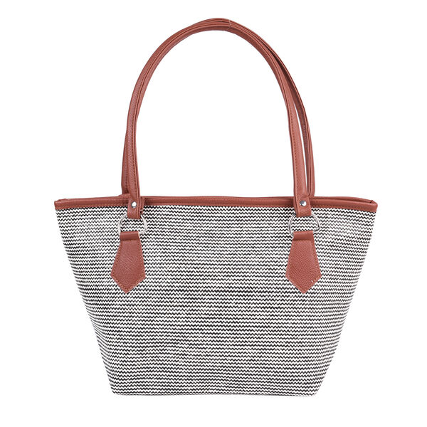 Handtasche f&uuml;r Damen, Braun und Wei&szlig;