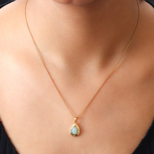 Natürlicher, äthiopischer Welo Opal Anhänger, 925 Silber vergoldet, ca. 0.86 ct image number 6