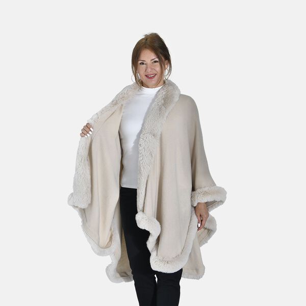 Kunstpelz-Ruana, Einheitsgr&ouml;&szlig;e - Creme image number 5