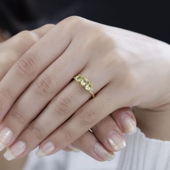 AA Premium brasilianischer Heliodor und Diamant-Ring 925 Silber - 1,13 ct.