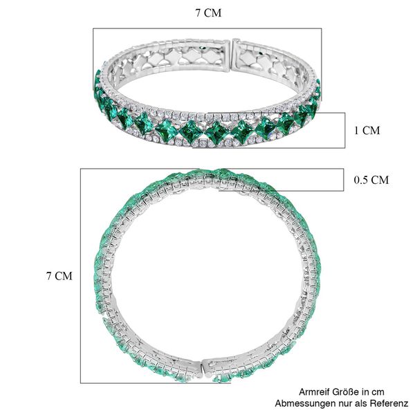 Gr&uuml;ner Zirkonia, Wei&szlig;er Zirkonia Armreif, Flexibles (ca. 18-19 cm) Nickelfreies Messing image number 5