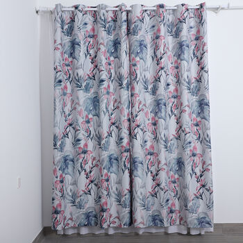 2 Verdunkelungsvorh&auml;nge mit 8 Metallringen, Gr&ouml;&szlig;e pro Vorhang 140x240 cm, Aquarell