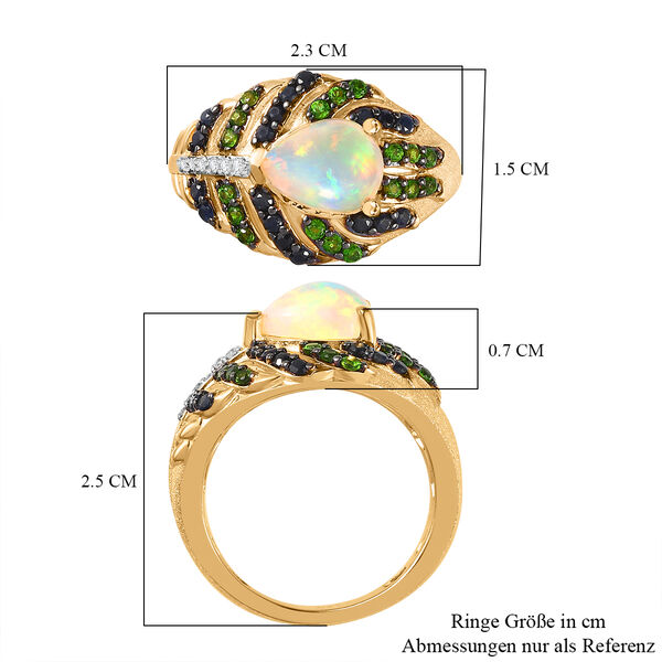 GP Trionfo Kollektion- AA äthiopischer Welo Opal, Zirkon, Chromdiopsid und Kanchanaburi blauer Saphir-Ring - 2 ct. image number 8
