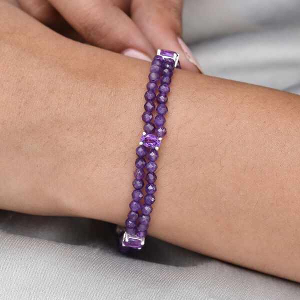 Afrikanisches Amethyst Perlen-Armband, 19 cm, 925 Silber, 26,74 ct. image number 3
