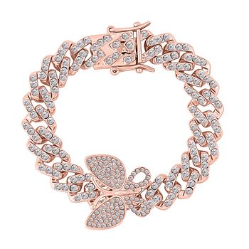 Wei&szlig;es Kristall 19cm Armband in Ros&eacute;goldton, Schmetterling
