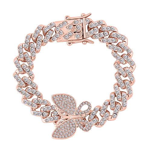 Weißes Kristall 19cm Armband in Roségoldton, Schmetterling image number 0