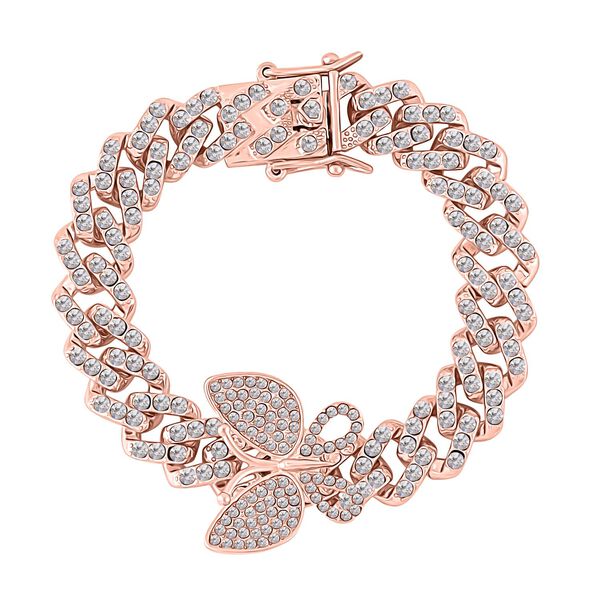 Weißes Kristall 19cm Armband in Roségoldton, Schmetterling image number 0