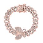 Schmetterling weißes Kristall-Armband, ca. 19 cm, roséfarben