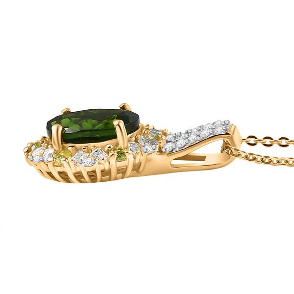 D'Joy Nat&uuml;rlicher Chromdiopsid, Gelber Saphir Schmuckset ca. 50 cm 925 Silber 750 Gelbgold Vermeil ca. 2,58 ct. image number 4