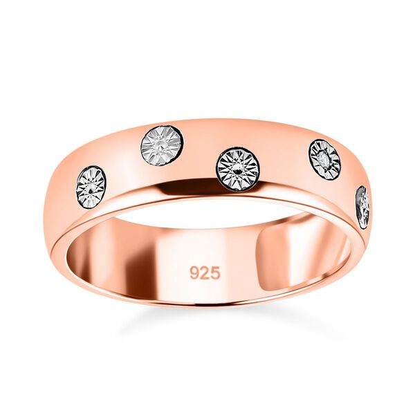 Wei&szlig;er Diamant Ring 925 Silber 750 Ros&eacute;gold Vermeil (Gr&ouml;&szlig;e 17.00) image number 4