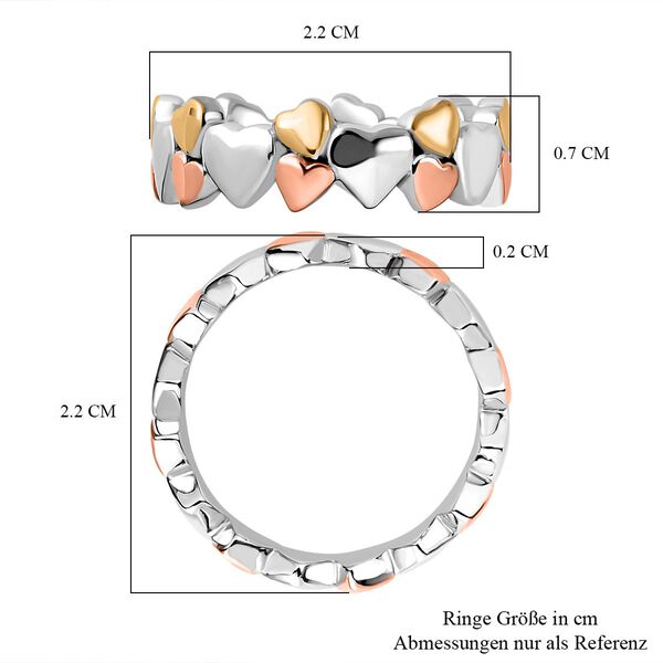 Dreifarbiger Bandring mit Herzmotiven image number 5