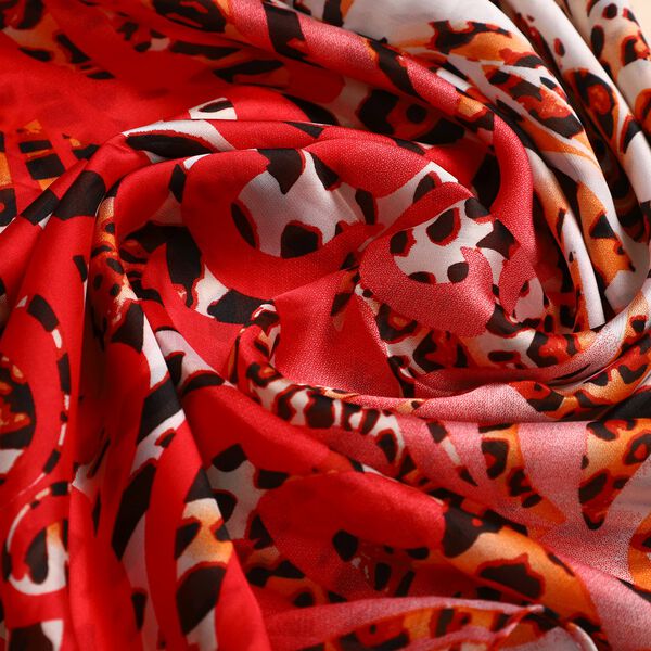 100 % nat&uuml;rlicher Satin Seiden Schal, 165x50 cm, Rot image number 6