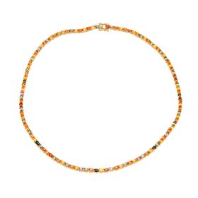 D'Joy AA Mehrfarbig Saphir, Rosa Saphir Halskette ca. 45 cm 925 Silber 750 Gelbgold Vermeil ca. 26,44 ct.