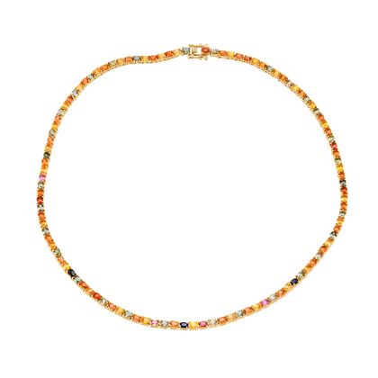 D'Joy AA Mehrfarbig Saphir Halskette ca. 45 cm 925 Silber 750 Gelbgold Vermeil ca. 26.44 ct