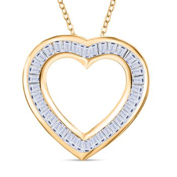 LUXURIANT SI-GH Labor Diamant Anh&auml;nger mit 50cm Kette, 925 Silber 750 Gelbgold Vermeil - 0,50 ct.