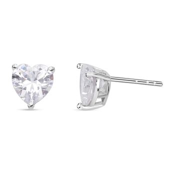 Lustro Stella - Wei&szlig;e Zirkonia Herz Ohrstecker, 925 Silber rhodiniert ca. 5.70 ct