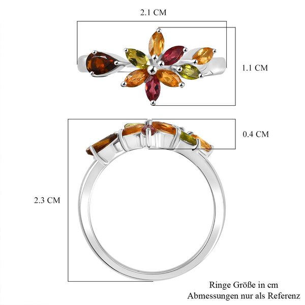 Mehrfarbiger-Turmalin Ring 925 Silber (Gr&ouml;&szlig;e 19.00) ca. 0.88 ct image number 7