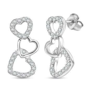 LUSTRO STELLA - Wei&szlig;er Zirkonia Ohrringe 925 Silber rhodiniert